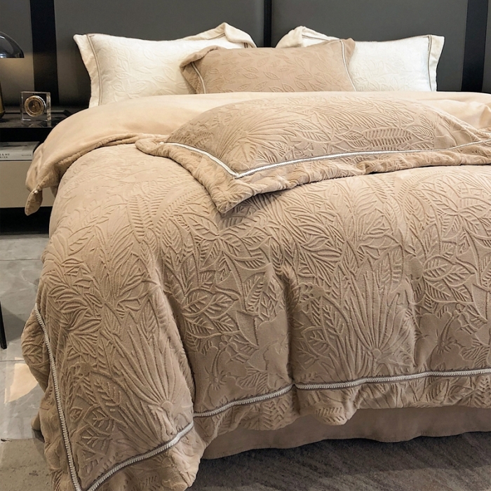 91家纺网 家纺一手货源 找家纺 沐白家纺 2022牛奶绒四件套-南茜 南茜-奶咖