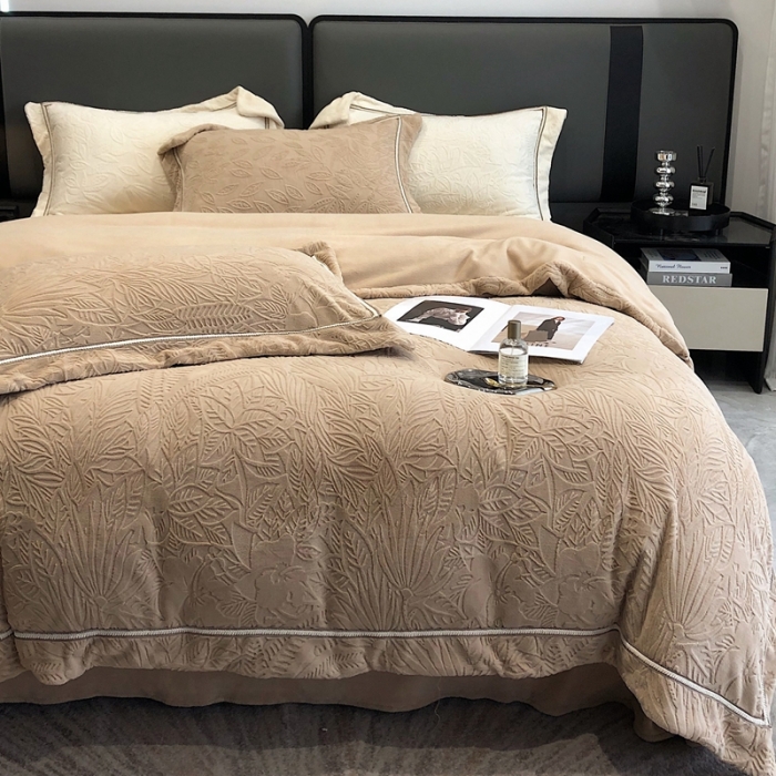 91家纺网 家纺一手货源 找家纺 沐白家纺 2022牛奶绒四件套-南茜 南茜-奶咖