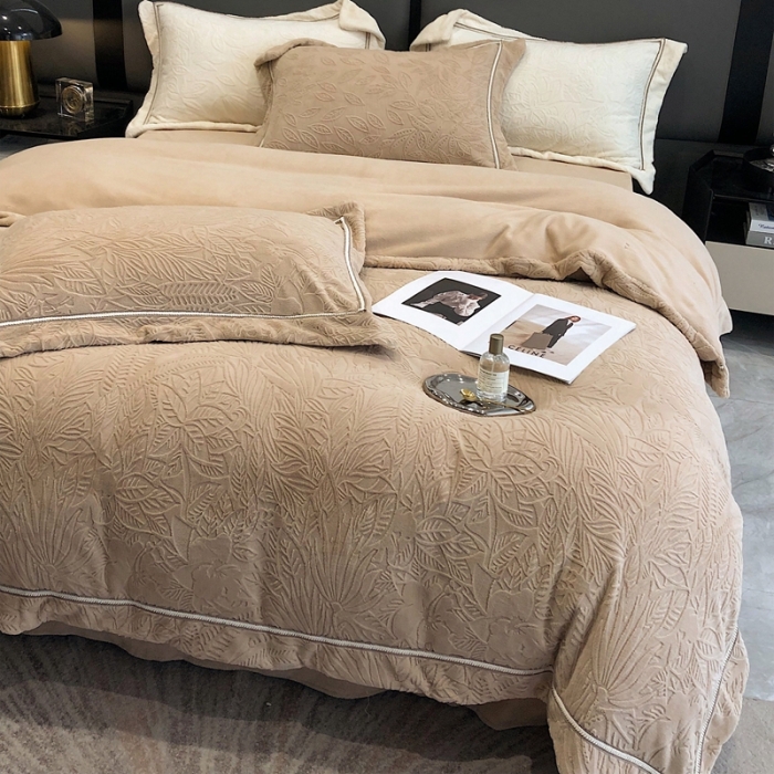 91家纺网 家纺一手货源 找家纺 沐白家纺 2022牛奶绒四件套-南茜 南茜-奶咖