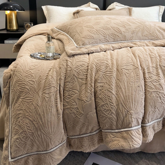 91家纺网 家纺一手货源 找家纺 沐白家纺 2022牛奶绒四件套-南茜 南茜-奶咖