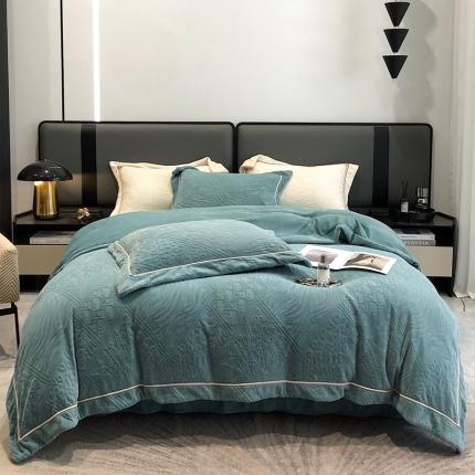 91家纺网 家纺一手货源 找家纺 沐白家纺 2022牛奶绒四件套-香榭丽 香榭丽-钻蓝