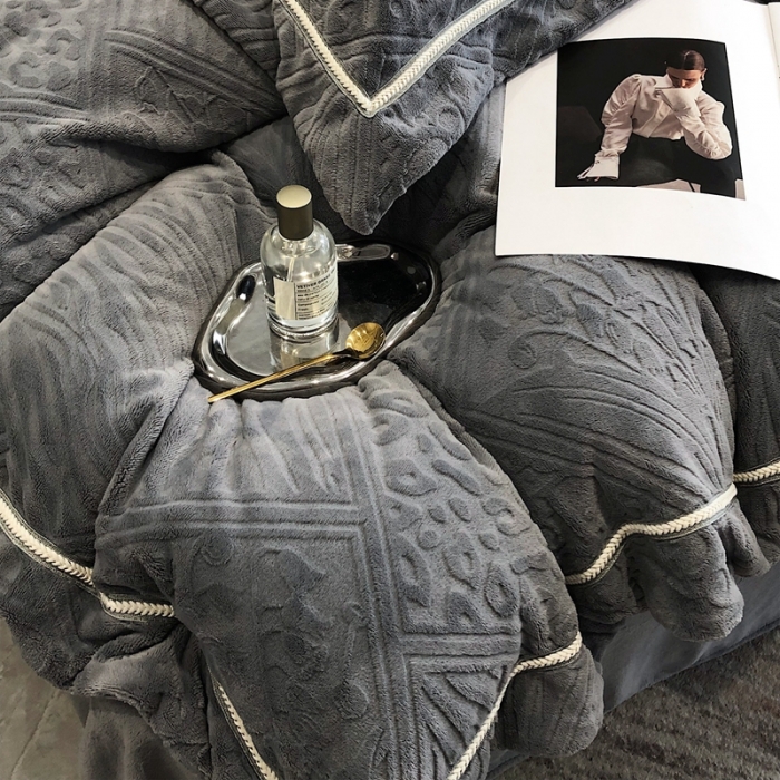 91家纺网 家纺一手货源 找家纺 沐白家纺 2022牛奶绒四件套-香榭丽 香榭丽-绅士灰