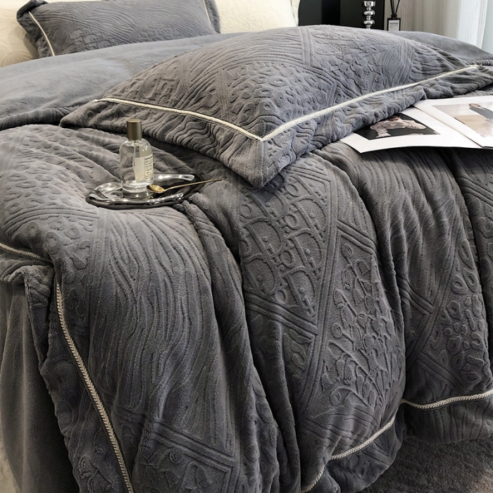 91家纺网 家纺一手货源 找家纺 沐白家纺 2022牛奶绒四件套-香榭丽 香榭丽-绅士灰