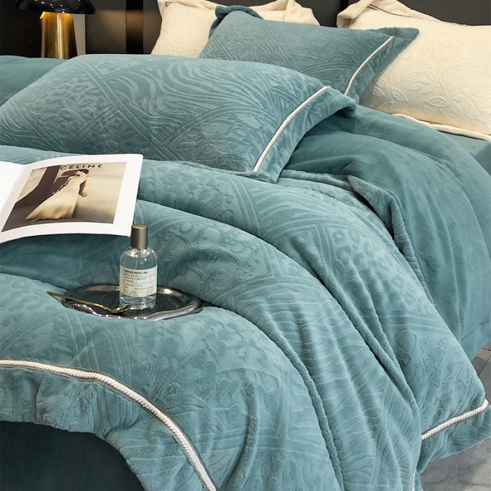 91家纺网 家纺一手货源 找家纺 沐白家纺 2022牛奶绒四件套-香榭丽 香榭丽-钻蓝