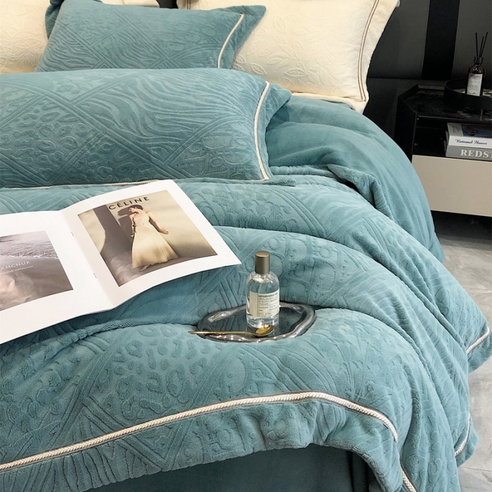 91家纺网 家纺一手货源 找家纺 沐白家纺 2022牛奶绒四件套-香榭丽 香榭丽-钻蓝