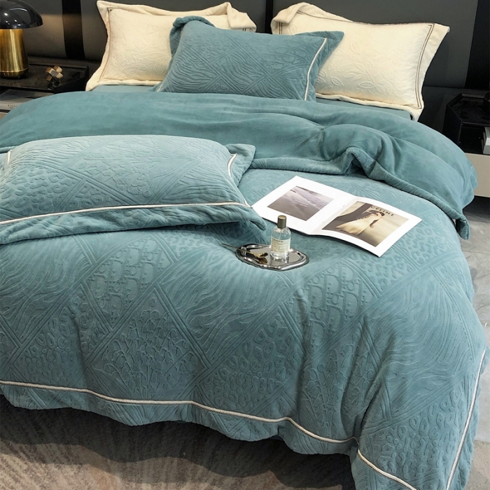 91家纺网 家纺一手货源 找家纺 沐白家纺 2022牛奶绒四件套-香榭丽 香榭丽-钻蓝