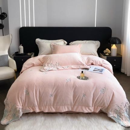 沐白家纺 2022牛奶绒四件套-玉铃兰 玉铃兰-粉