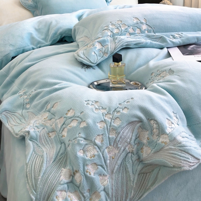 91家纺网 家纺一手货源 找家纺 沐白家纺 2022牛奶绒四件套-玉铃兰 玉铃兰-兰