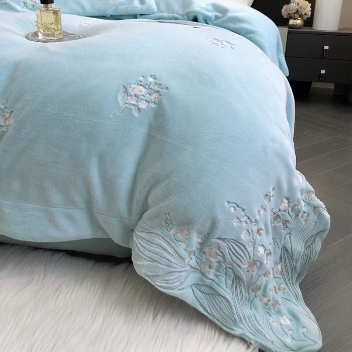 91家纺网 家纺一手货源 找家纺 沐白家纺 2022牛奶绒四件套-玉铃兰 玉铃兰-兰