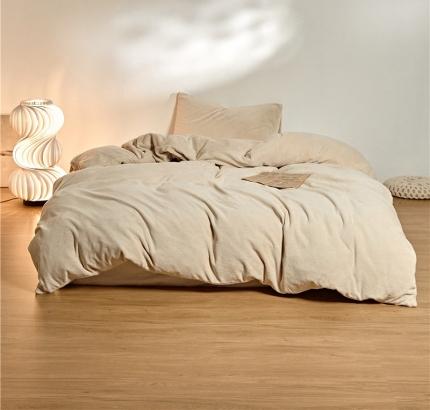 新款纯色牛奶绒被套 流苏奶白