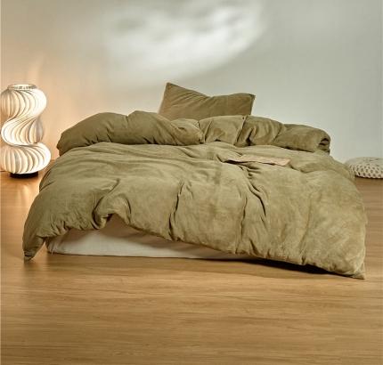 新款纯色牛奶绒被套 青墨色