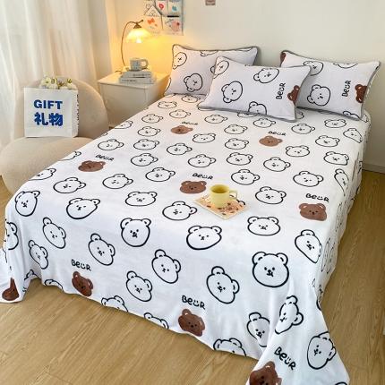 91家纺网 家纺一手货源 找家纺 简宜 2022新款牛奶绒A版床单 咻咻熊
