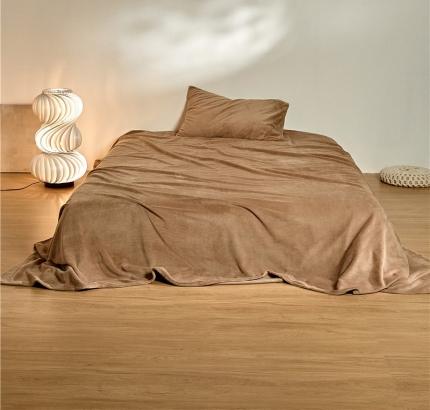 91家纺网 家纺一手货源 找家纺 新款纯色牛奶绒床单 丁子茶