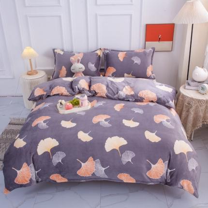 91家纺网 家纺一手货源 找家纺 乐居坊 2022新款高克重牛奶绒印花保暖四件套 幸运叶