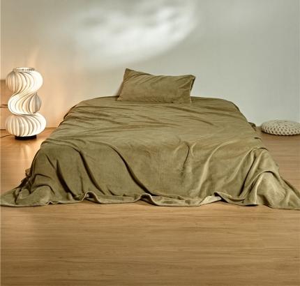 新款纯色牛奶绒床单 青墨色