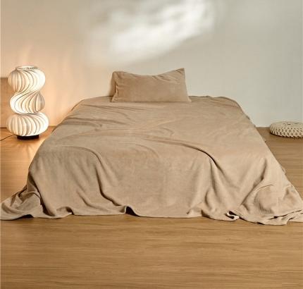 新款纯色牛奶绒床单 香麦色