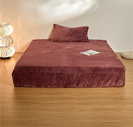 91家纺网 家纺一手货源 找家纺 （总）新款纯色230g牛奶绒床笠