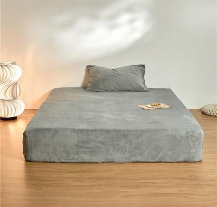 91家纺网 家纺一手货源 找家纺 （总）新款纯色230g牛奶绒床笠