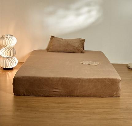 新款纯色230g牛奶绒床笠 丁子茶