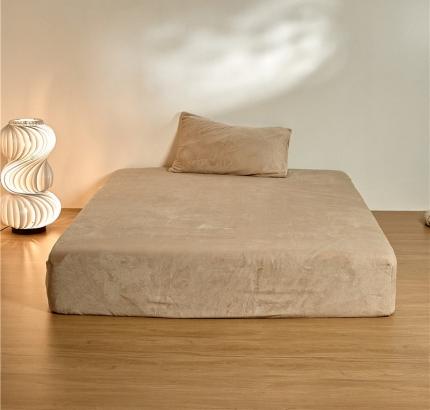 新款纯色230g牛奶绒床笠 麦香色