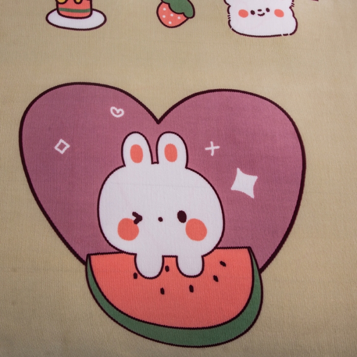 91家纺网 家纺一手货源 找家纺 乐居坊 2023新款高克重牛奶绒印花保暖四件套 爱心小兔