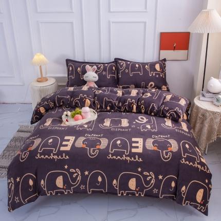 乐居坊2023新款高克重牛奶绒印花保暖四件套 童梦国