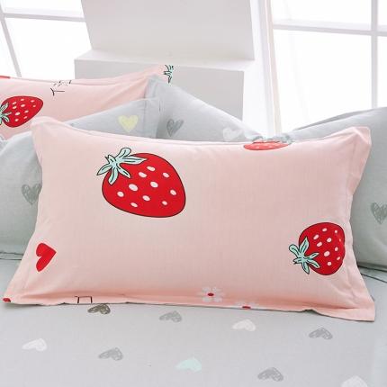 91家纺网 家纺一手货源 找家纺 洺兰家居 2025新款13070全棉单枕套 草莓甜心