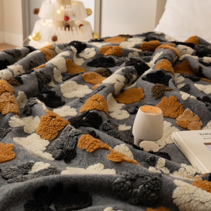91家纺网 家纺一手货源 找家纺 萝莉 2023新款立体羊毛绒毯 提花灰色