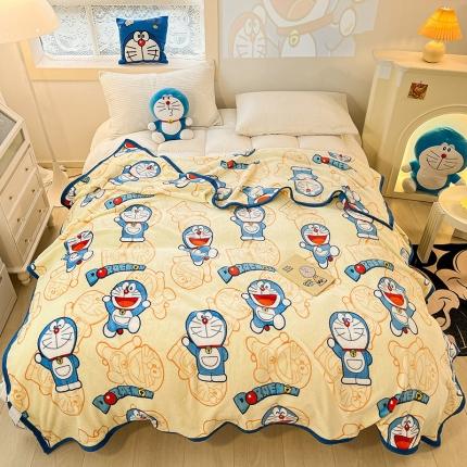 桃子330g双面印花A类叮当猫宝宝绒牛奶绒毯子 微笑叮当