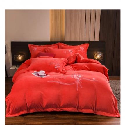 91家纺网 家纺一手货源 找家纺 总绒博士新款秋冬220g法莱水晶魔法四件套-倾城之恋