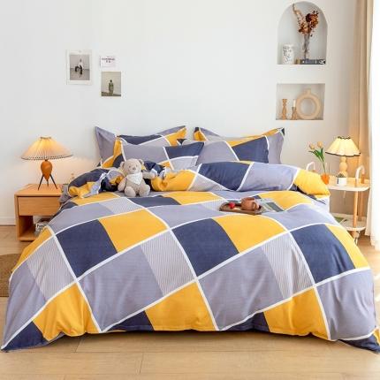 91家纺网 家纺一手货源 找家纺 佑佳家纺  2024新款加厚磨毛印花四件套 马德里