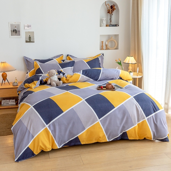 91家纺网 家纺一手货源 找家纺 佑佳家纺  2024新款加厚磨毛印花四件套 马德里