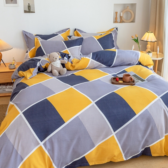 91家纺网 家纺一手货源 找家纺 佑佳家纺  2024新款加厚磨毛印花四件套 马德里