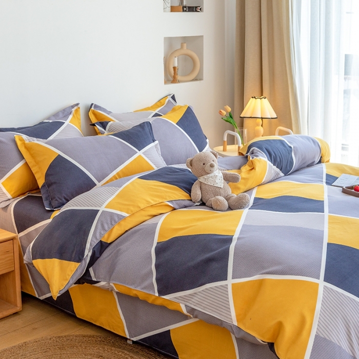 91家纺网 家纺一手货源 找家纺 佑佳家纺  2024新款加厚磨毛印花四件套 马德里