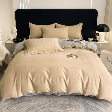 AB家纺 2022新款全棉生态磨毛刺绣四件套 米卡-浅灰