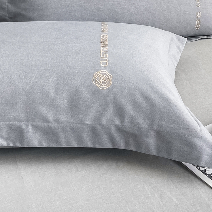 91家纺网 家纺一手货源 找家纺 AB家纺 2022新款全棉生态磨毛刺绣四件套 绅士灰-浅灰