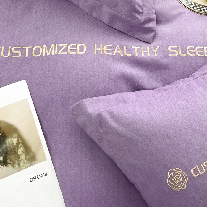 91家纺网 家纺一手货源 找家纺 AB家纺 2022新款全棉生态磨毛刺绣四件套 雪青-绅士灰