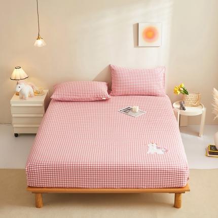 91家纺网 家纺一手货源 找家纺 荷马之梦 2022新款全棉色织水洗棉绣花床笠-童梦系列格小马