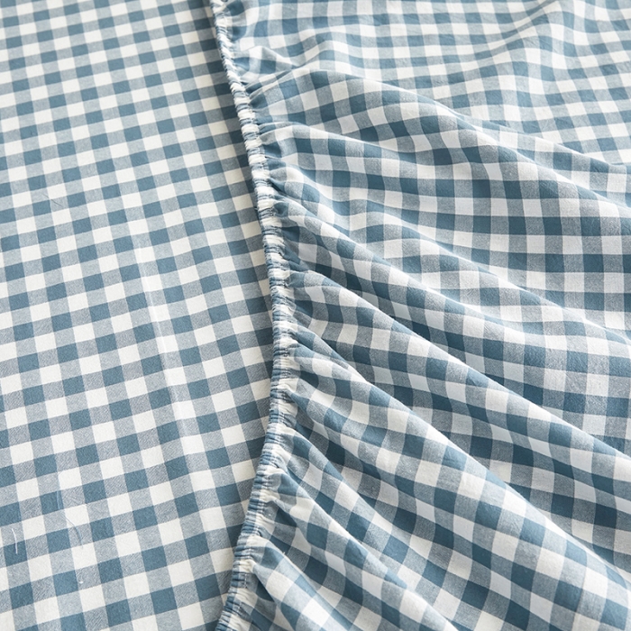 91家纺网 家纺一手货源 找家纺 荷马之梦 2022新款全棉色织水洗棉绣花床笠-童梦系列格小熊