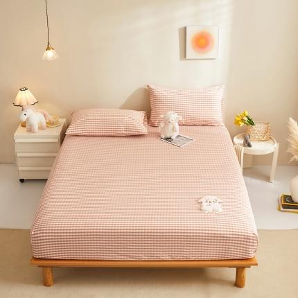 91家纺网 家纺一手货源 找家纺 荷马之梦 2022新款全棉色织水洗棉绣花床笠-童梦系列格小羊