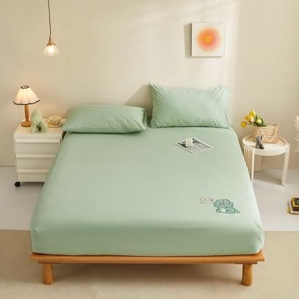 91家纺网 家纺一手货源 找家纺 荷马之梦 2022新款全棉色织水洗棉绣花床笠-童梦萌萌恐龙