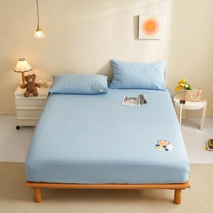 91家纺网 家纺一手货源 找家纺 荷马之梦 2022新款全棉色织水洗棉绣花床笠-童梦系列星球熊