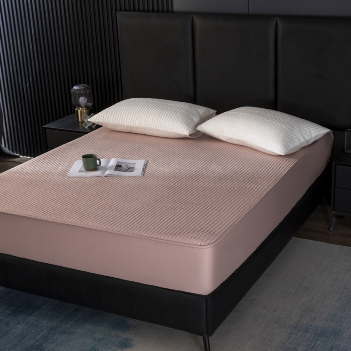 91家纺网 家纺一手货源 找家纺 三味舒屋 2024新款加高全棉夹棉床笠床垫保护罩床罩 粉