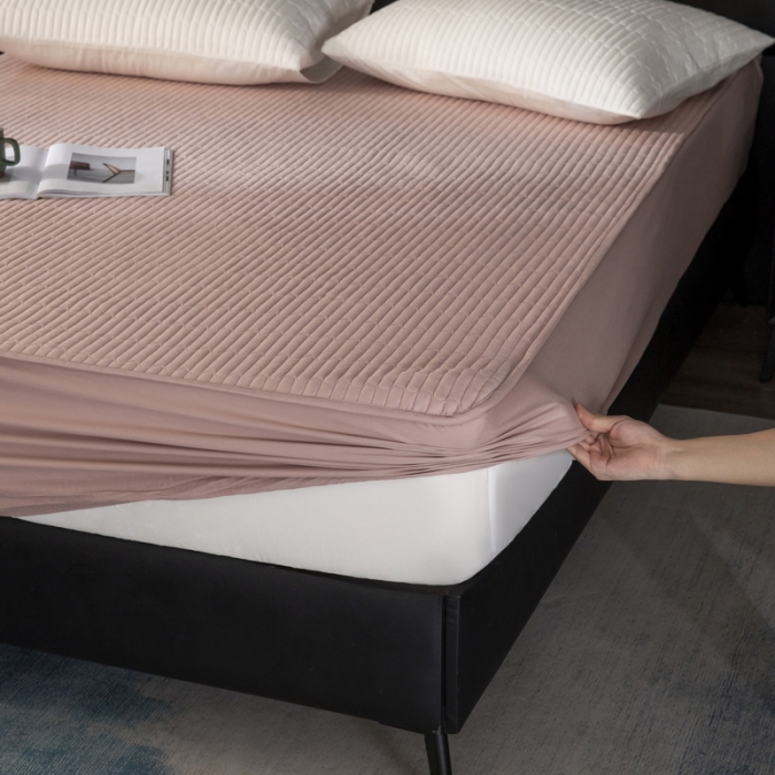 91家纺网 家纺一手货源 找家纺 三味舒屋 2024新款加高全棉夹棉床笠床垫保护罩床罩 粉