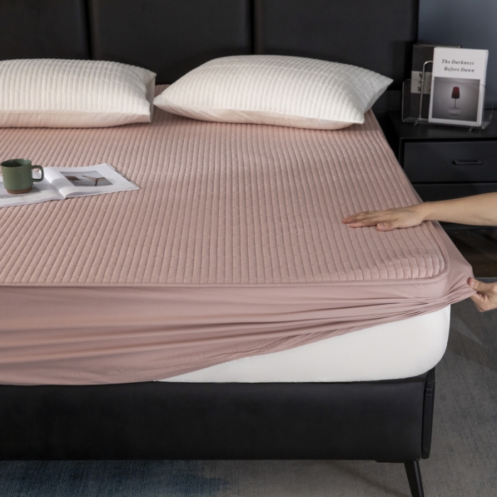 91家纺网 家纺一手货源 找家纺 三味舒屋 2024新款加高全棉夹棉床笠床垫保护罩床罩 粉