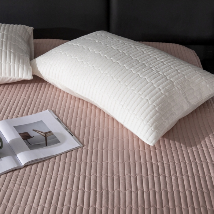 91家纺网 家纺一手货源 找家纺 三味舒屋 2024新款加高全棉夹棉床笠床垫保护罩床罩 粉