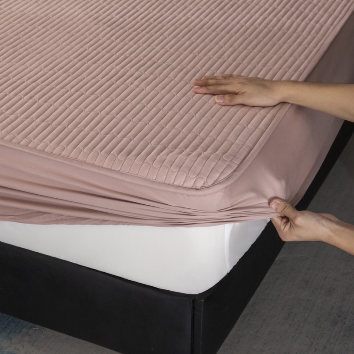 91家纺网 家纺一手货源 找家纺 三味舒屋 2024新款加高全棉夹棉床笠床垫保护罩床罩 粉