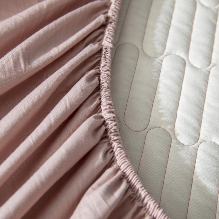 91家纺网 家纺一手货源 找家纺 三味舒屋 2024新款加高全棉夹棉床笠床垫保护罩床罩 粉