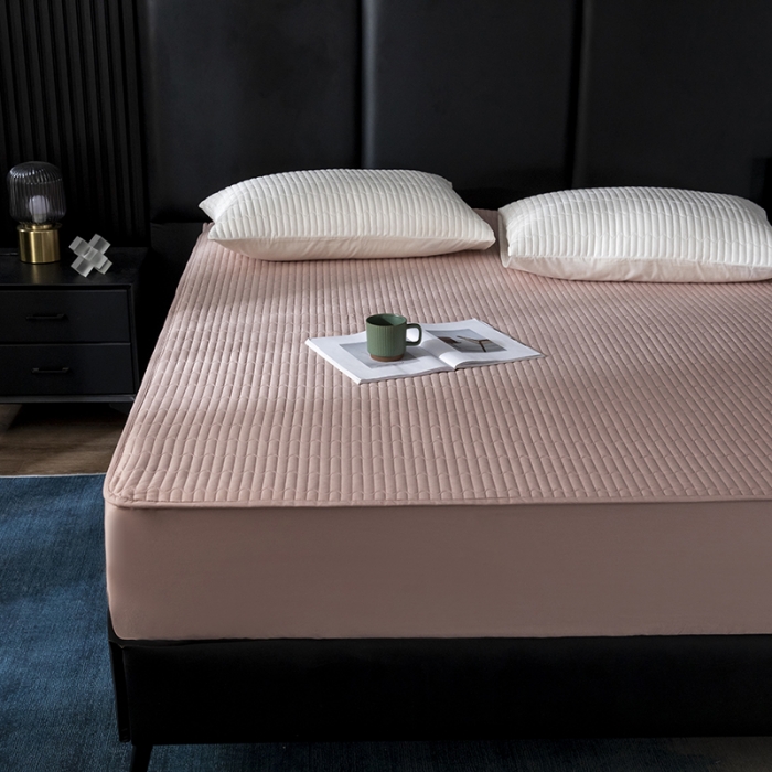 91家纺网 家纺一手货源 找家纺 三味舒屋 2024新款加高全棉夹棉床笠床垫保护罩床罩 粉