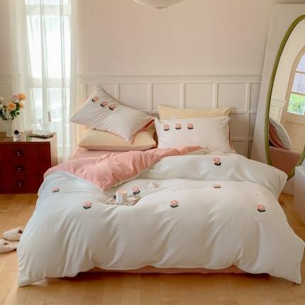 91家纺网 家纺一手货源 找家纺 （总）时年 2022新款牛奶绒毛巾绣四件套